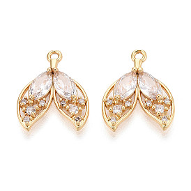 Подвески из латуни с прозрачным фианитом, рыбий хвост, без никеля 