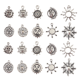 100 шт 10 стили сплава подвески в тибетском стиле, без кадмия и без свинца, солнце