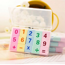 TPR Plastic Erasers, School Supplies, Cube with Number & Symbol