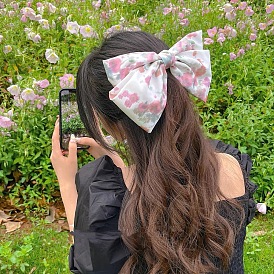Large Floral Hair Scrunchie with Butterfly Bow for Sweet Forest Style