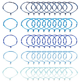 50шт 5 цвета регулируемый нейлоновый шнур изготовление браслета, с 304 кольцами из нержавеющей стали, цвет нержавеющей стали