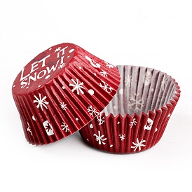 Tazas de papel para hornear, forro de cupcake estriado, tema de la Navidad, accesorios para hornear, columna