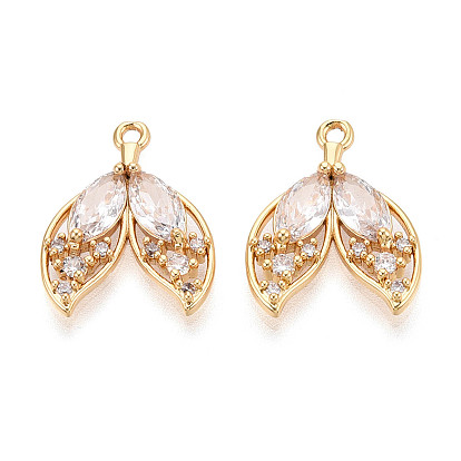 Подвески из латуни с прозрачным фианитом, рыбий хвост, без никеля 