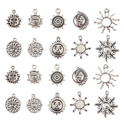 100 шт 10 стили сплава подвески в тибетском стиле, без кадмия и без свинца, солнце