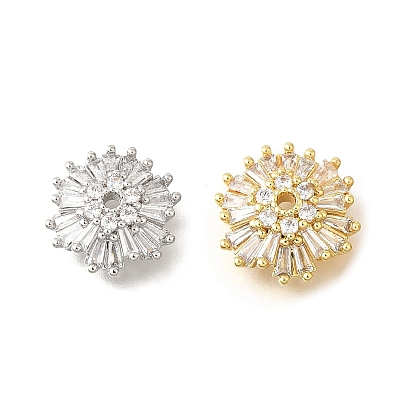 Колпачки для бусин из прозрачного кубического циркония в форме цветка из латуни, долговечный, без кадмия и без свинца, стойки покрытие