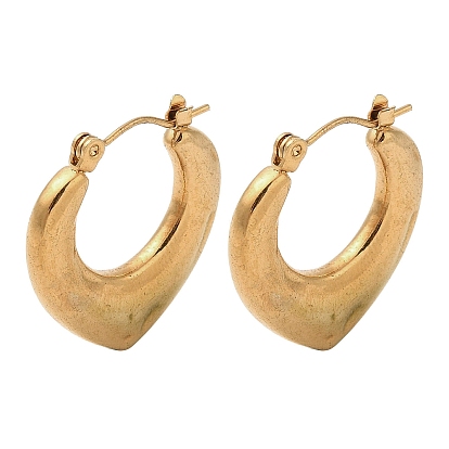Heart 201 Stainless Steel Half Hoop Earrings for Women, with 304 Stainless Steel Pin