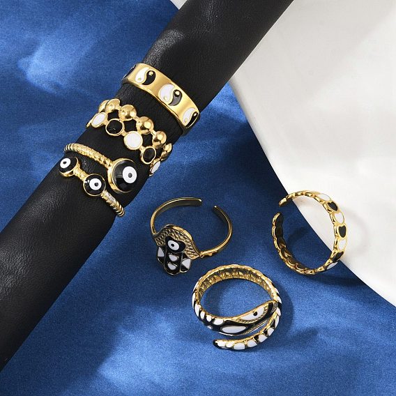 304 регулируемые манжетные кольца из нержавеющей стали, с эмалью, реальный 18 k позолоченный