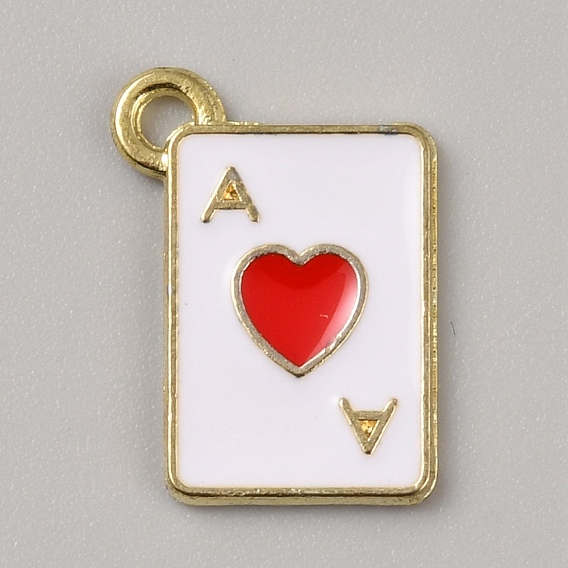 Подвески из сплава , с эмалью, золотые, прямоугольник с подвеской в виде игральной карты