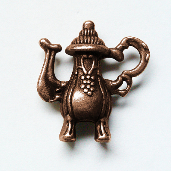 Сплавочные подвески тибетского стиля, без свинца и без кадмия, чайник, 15x15x5 мм, отверстие : 2 мм