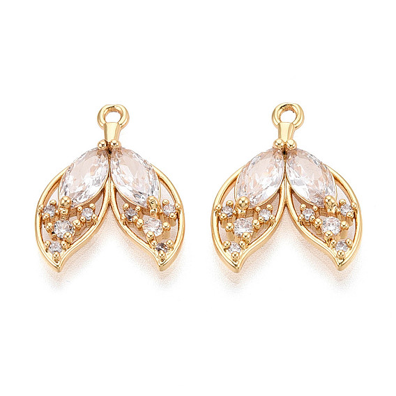 Подвески из латуни с прозрачным фианитом, рыбий хвост, без никеля 