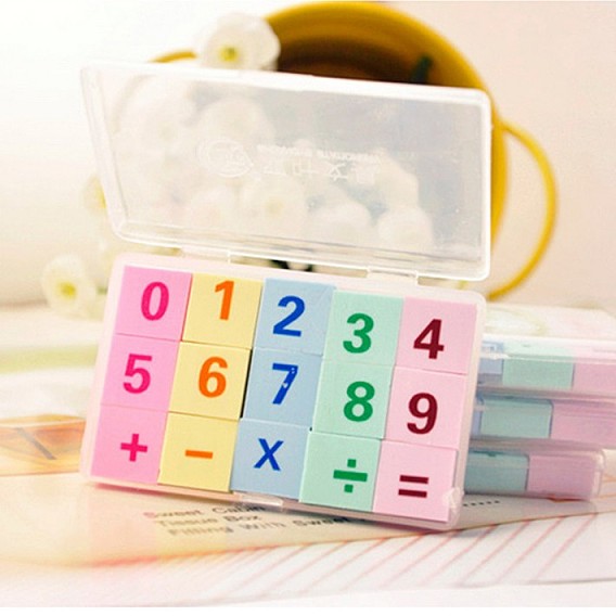 Пластиковые ластики тпр, школьные принадлежности, куб с цифрой и символом