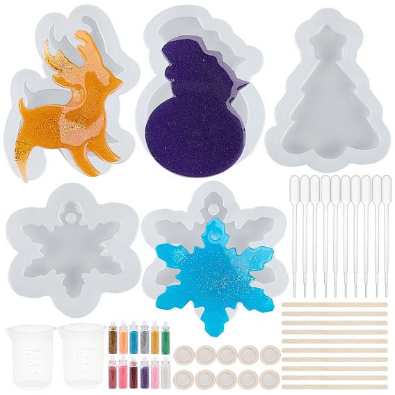 Рождественские силиконовые формы olycraft diy, в комплекте березовые деревянные палочки для мороженого и пластиковые пипетки для переноса, латексные кроватки, пластиковый мерный стаканчик, стеклянный кулон украшение бутылки