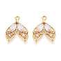 Подвески из латуни с прозрачным фианитом, рыбий хвост, без никеля 