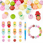 24шт 16 стили силиконовые бусины, Цветок и круглый