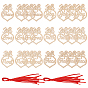 Décorations de pendentif en bois gorgecraft, avec ruban, pendentif évider ornements, pour noël, décoration de fête