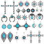 30шт 15 стили подвески из синтетической бирюзы, со сплавочной фурнитурой, звезда двойной рог крест, разнообразные