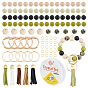 DIY Beaded Keychain Wristlet Making Kit, Including Silicone Round & Unfinished Wood Beads, Brass Suede Tassels, Alloy Split Key Rings & Spring Gate Rings, Elastic Thread