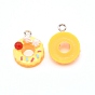 Resin Pendants, with Platinum Iron Loop, Imitation Food, Donut