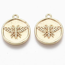 Латунь прелести, без никеля , плоский круглый с насекомыми