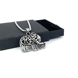 Винтажные полые ожерелья из нержавеющей стали в форме слона для любителей животных