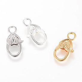 Alloy Lobster Claw Clasps, Heart