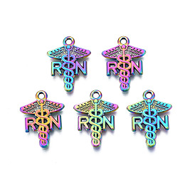 Pendentifs en alliage de couleur arc-en-ciel, sans cadmium et sans plomb, insigne de soins infirmiers caducée rn, ange