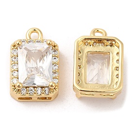 Brass and Clear Cubic Zirconia Pendants, Rectangle