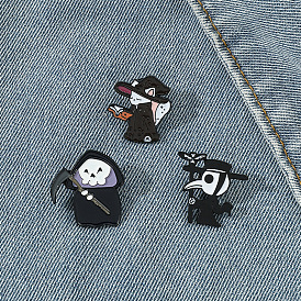 Creative personality Halloween dark metal badge death ghost crow mask magic cat alloy dripping oil brooch