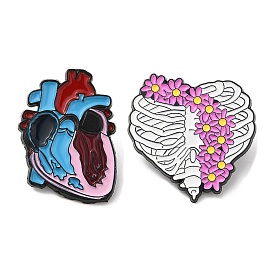 Heart/Thorax Anatomy Enamel Pin, Electrophoresis Black Zinc Alloy Brooch for Backpack Clothes