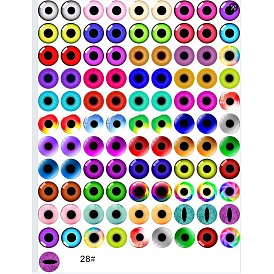 Cabochons en verre transparent imprimé, demi-rond avec motif oeil