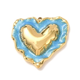 304 Stainless Steel Enamel Pendants, Heart Charms