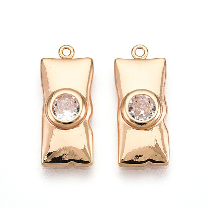 Латунные микро проложить кубического циркония подвески, без кадмия, без никеля и без свинца, прямоугольные
