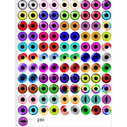 Cabochons en verre transparent imprimé, demi-rond avec motif oeil