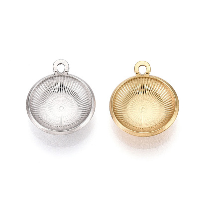 304 Настройки кабошон из нержавеющей стали кулон, ионное покрытие (ip), плоско-круглые