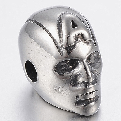 316 Surgical Stainless Steel Beads, Human Head