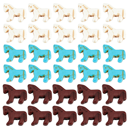 30Pcs 3 Colors Synthetic Turquoise Dyed Horse Beads