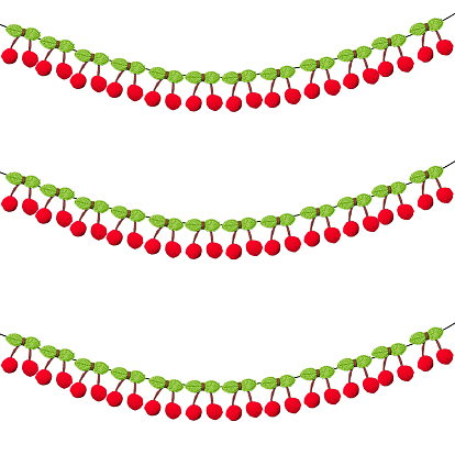 3 Сумки, шерстяные помпоны, вишневый подвесной баннер, украшения для комнаты на день рождения, праздники