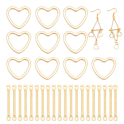 10 латунные соединительные кольца шт., сердце, с 40шт. латунных соединительных подвесок-палочек, панель ссылок