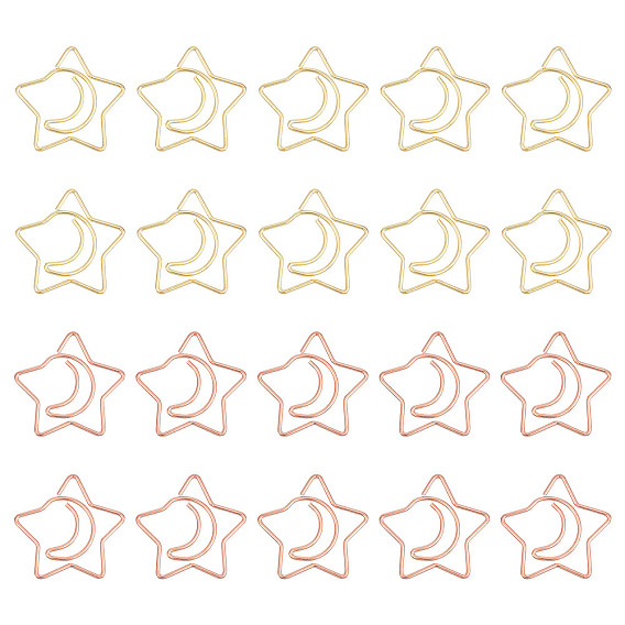 50шт 2 цвета металлические скрепки, скрепки звезда и луна