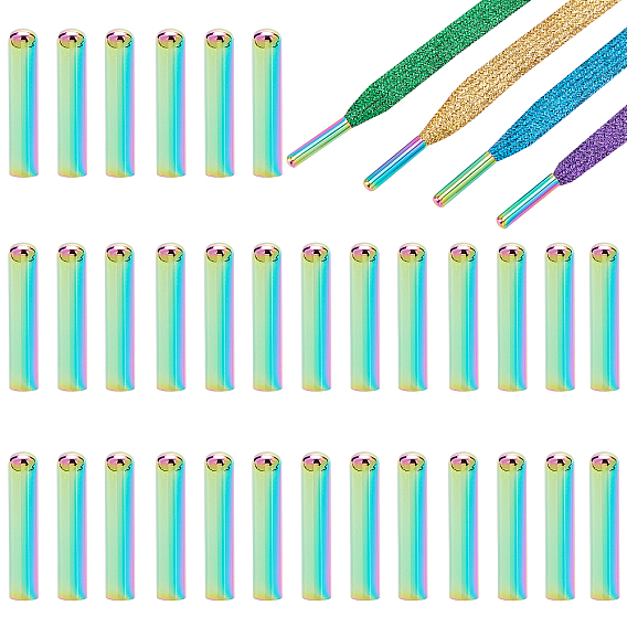 40Pcs Column Brass Shoelace Buckle Connectors, Capsule Shape No Tie Shoe Lace Tie Locks Clips Ends