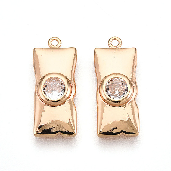 Латунные микро проложить кубического циркония подвески, без кадмия, без никеля и без свинца, прямоугольные