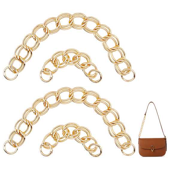 4шт 2стиль алюминиевые двухзвенные цепи сумки удлинители цепи, с пружинным кольцом из сплава, аксессуары для замены сумок