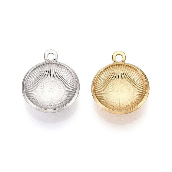 304 Настройки кабошон из нержавеющей стали кулон, ионное покрытие (ip), плоско-круглые