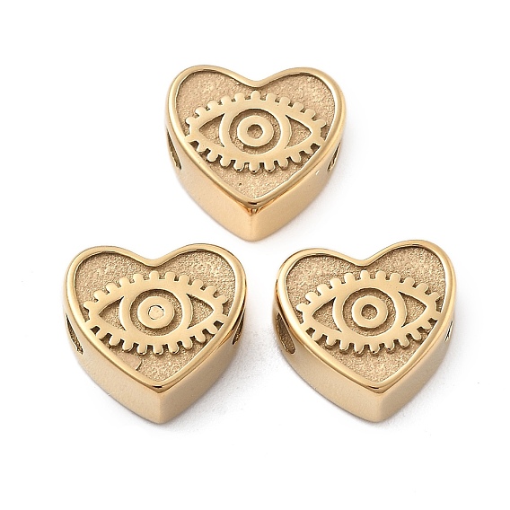 304 из нержавеющей стали бусы, сердце с очарованием глаз, ионное покрытие (ip)