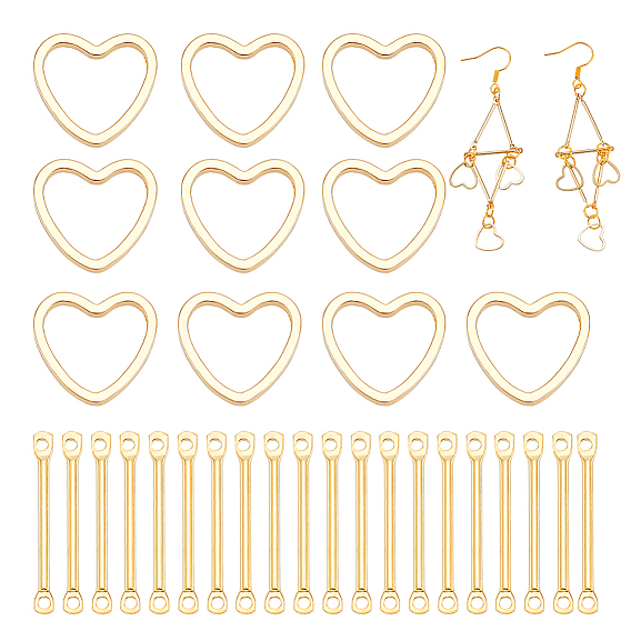 10 латунные соединительные кольца шт., сердце, с 40шт. латунных соединительных подвесок-палочек, панель ссылок