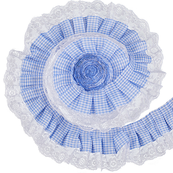 5 ярдов полиэстеровой ленты с клетчатым принтом, гофрированная лента