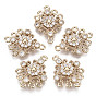 Brass Micro Pave Cubic Zirconia Chandelier Component Link, Long-Lasting Plated, Flower, Light Gold