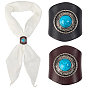 2Pcs 2 Colors Leather & Alloy & Synthetic Turquoise Scarf Clips, Scarf Buckle, Column, Gunmetal