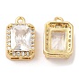 Brass and Clear Cubic Zirconia Pendants, Rectangle