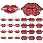 24Pcs 2 Styles Resin Rhinestone Hotfix Rhinestone, Rhinestone Self-Adhesive Thread Iron on/Sew On Patches, Cloth Appliques, Lip